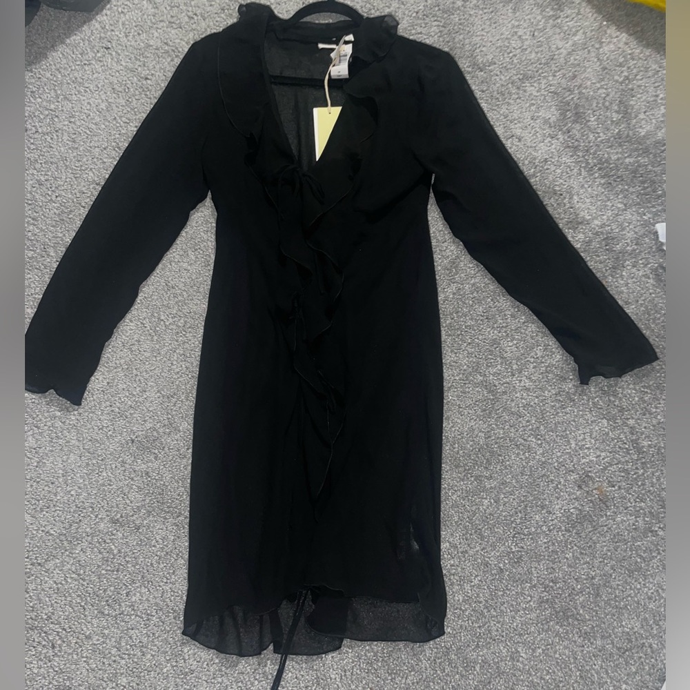 Aritzia Black Ruffle Detail Dress - Picture 3 of 6